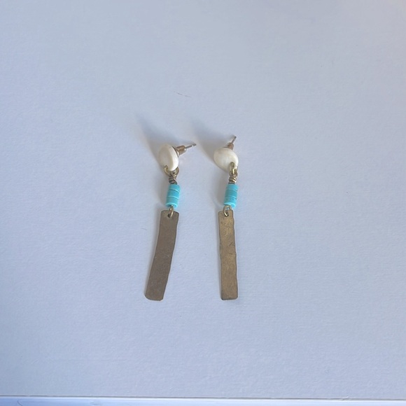 Gold and Turquoise Earrings - Picture 2 of 2